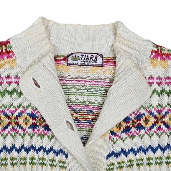 Vintage 2004 Tiara International Cottage Colorful Y2K Cardigan Sweater‎ Size M/L - Picture 2 of 8